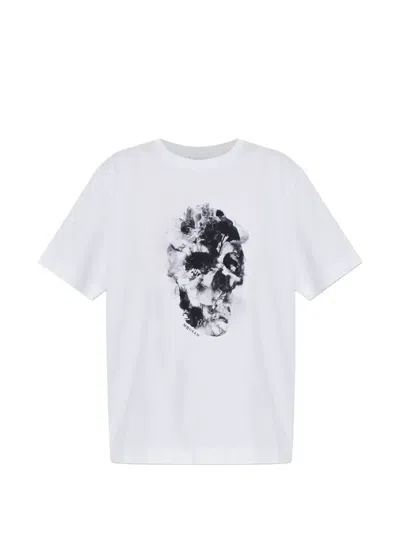 Alexander Mcqueen Floral Skull T-shirt In White