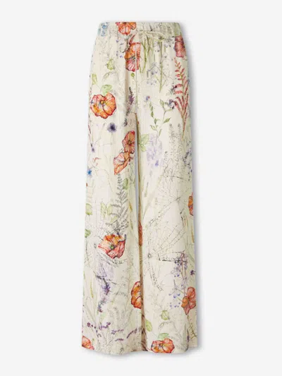 Alexander Mcqueen Floral Straight Leg Trousers In White
