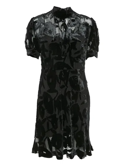 Pre-owned Alexander Mcqueen Floral Velvet Dress In Black