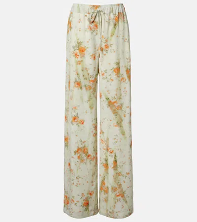 Alexander Mcqueen Floral Silk Straight-leg Pajama Trousers In Multi