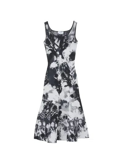 Alexander Mcqueen Floral-intarsia Sleeveless Midi Dress In Multi