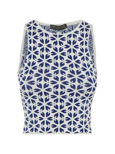 Pre-owned Alexander Mcqueen Floral-jacquard Knit Crop Top In White