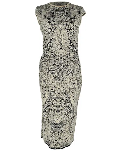 Pre-owned Alexander Mcqueen Floral-knit Midi Dress (authentic Pre-loved)