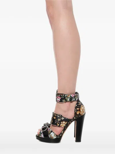 Alexander Mcqueen Floral-print Buckled Sandals In Multi