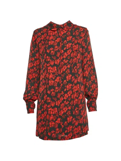 Pre-owned Alexander Mcqueen Floral-print Long-sleeve Mini Dress In Black