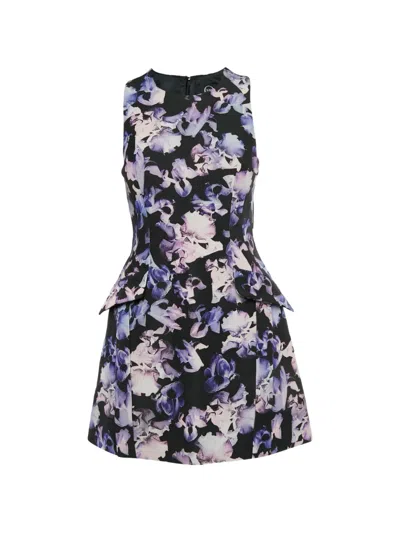 Pre-owned Alexander Mcqueen Floral-print Mini Dress In Black
