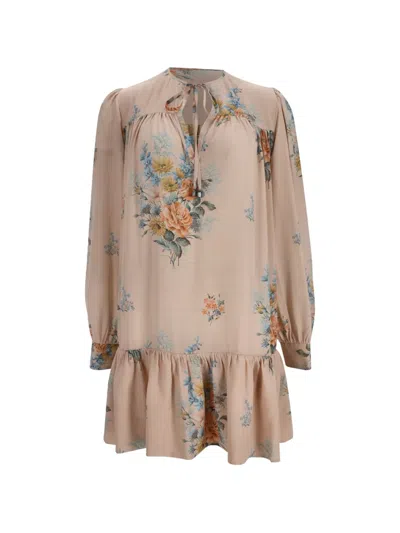 Pre-owned Alexander Mcqueen Floral-print Mini Dress In Pink