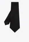 Alexander Mcqueen Flower-embroidered Silk Tie In Black