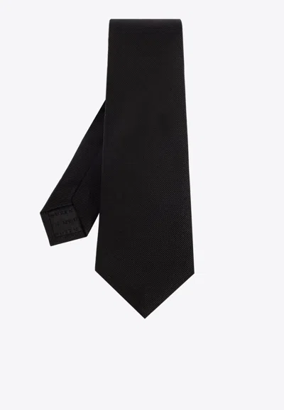 Alexander Mcqueen Flower-embroidered Silk Tie In Black