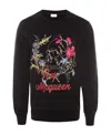 Alexander Mcqueen Flower Embroidered Sweater In Black