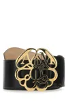 ALEXANDER MCQUEEN FLOWER LOGO PLAQUE BUCKLE BELT