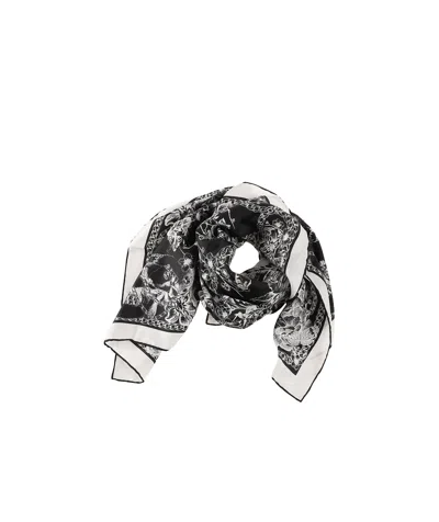 Alexander Mcqueen Flower Skeleton Scarf In Black