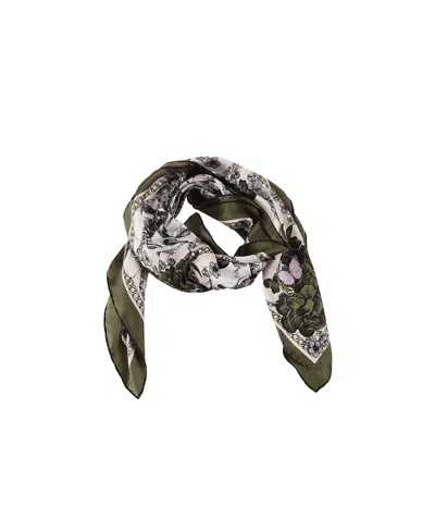 Alexander Mcqueen Flower Skeleton Silk Scarf In Black