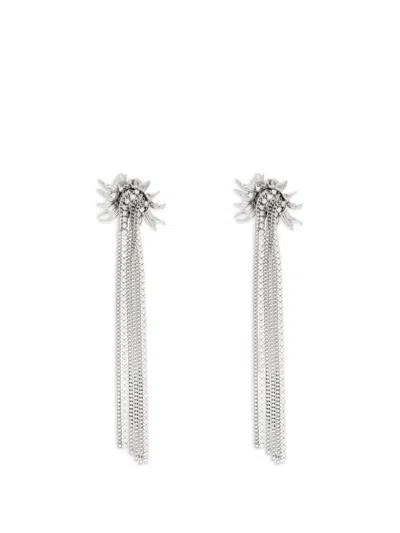 Alexander Mcqueen Flower-motif Earrings In Silver