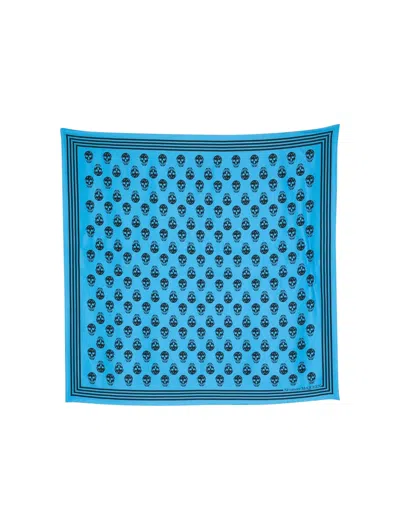 Alexander Mcqueen Fo Biker 90x90 Twill Silk In Lapis Black