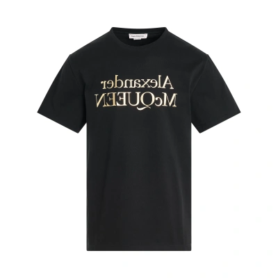 Alexander Mcqueen Foil Print T-shirt In Black