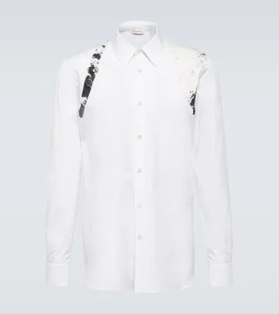 Alexander Mcqueen Fold Harness Cotton Poplin Shirt In Weiss