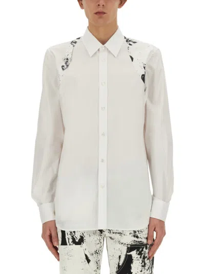 Alexander Mcqueen Fold Harness Buttoned Shirt In White