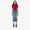 Alexander Mcqueen Fold Over Waist Denim Skirt In Stone Washed
