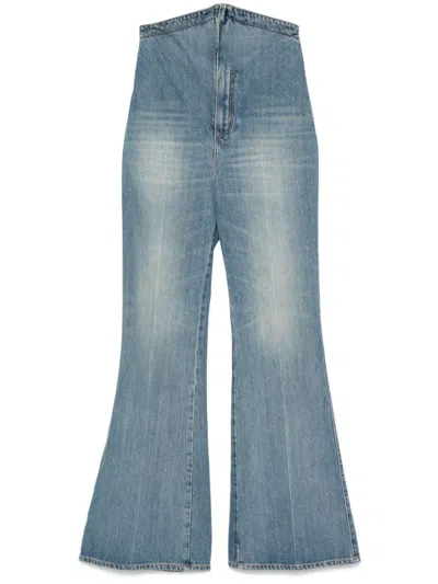 Alexander Mcqueen Fold Over Waist Jeans In Blue