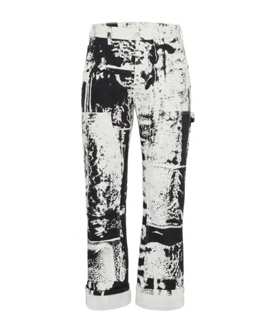 ALEXANDER MCQUEEN ALEXANDER MCQUEEN FOLD-PRINTED MID-RISE CROPPED JEANS