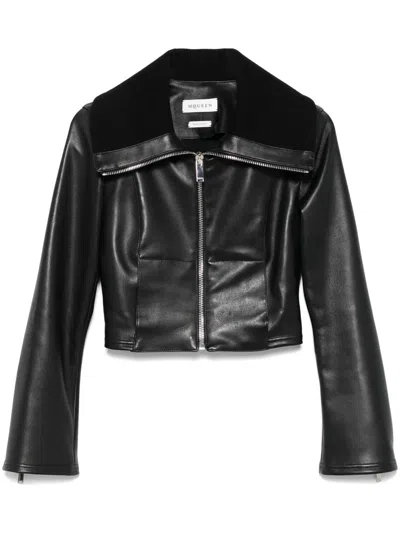 ALEXANDER MCQUEEN FOLDED-COLLAR LEATHER JACKET