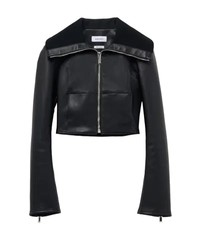 Alexander Mcqueen Folded-collar Leather Jacket In Black