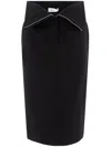 Alexander Mcqueen Black Skirt With Foldover Waist And Rear Single Slit In Wool Woman In Schwarz