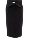 Alexander Mcqueen Black Skirt With Foldover Waist And Rear Single Slit In Wool Woman In Black