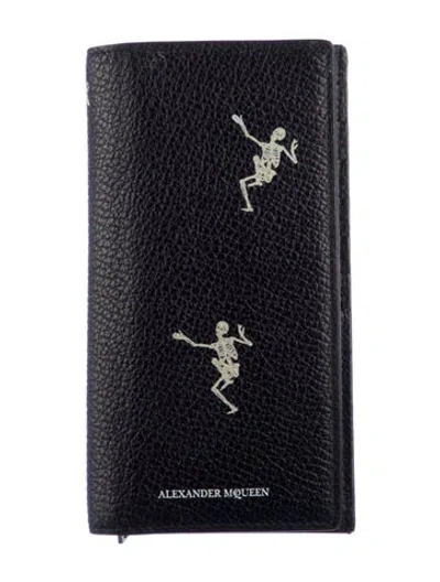 Pre-owned Alexander Mcqueen Folded Long Leather Continental Wallet In Black