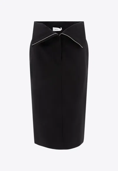 Alexander Mcqueen Foldover Midi Skirt In Black