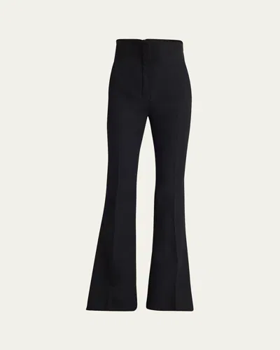 Alexander Mcqueen Foldover-waist Flare Trousers In Black