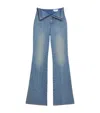 Alexander Mcqueen Foldover-waist Flared Jeans In Blue