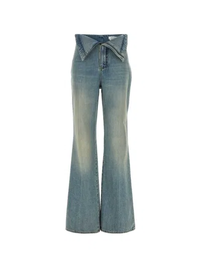 Alexander Mcqueen Fold-over Waist Flared Jeans In Blue
