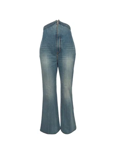 Pre-owned Alexander Mcqueen Fold-over Waist Jeans In Blue