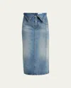 Alexander Mcqueen Fold Over Waist Denim Skirt In Indigoivy