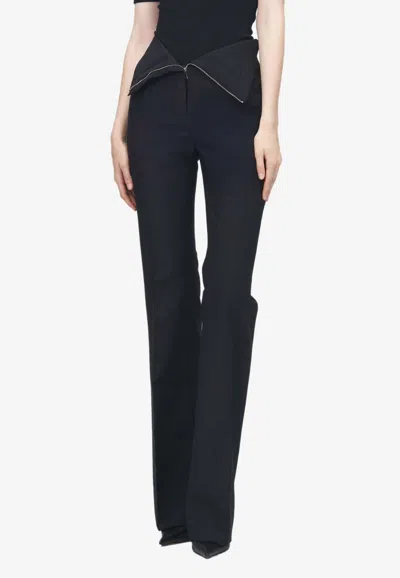 Alexander Mcqueen Fold-over Waist Tailored Pants In Black