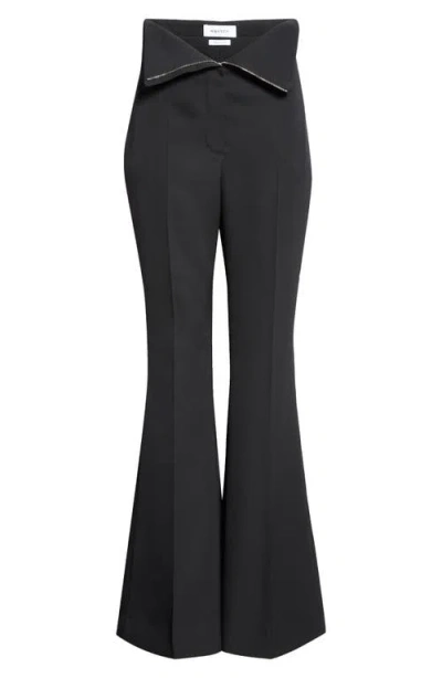 Alexander Mcqueen Foldover-waist Flare Trousers In Black