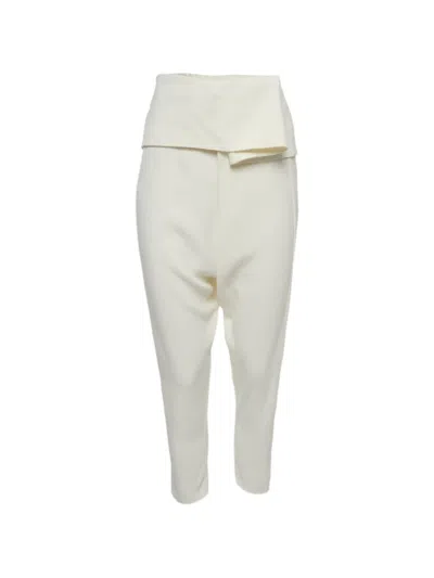 Pre-owned Alexander Mcqueen Foldover-waistband Tapered Trousers In Neutral