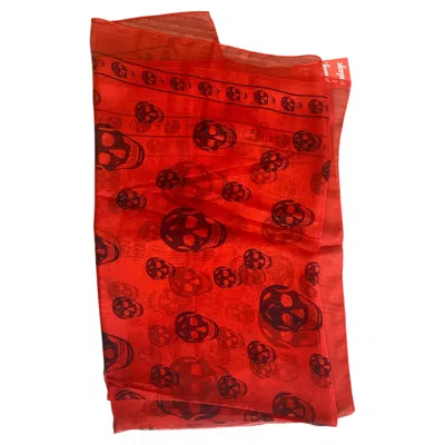 Pre-owned Alexander Mcqueen Foulard  In Red