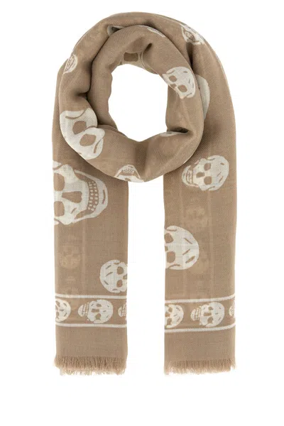 Alexander Mcqueen Mcqueen Skull Jacquard Modal Scarf In Brown