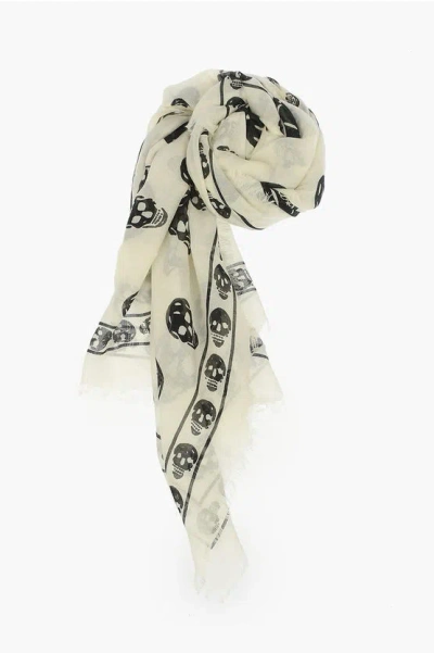 Alexander Mcqueen Skull-print Scarf In White