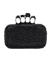 Alexander Mcqueen Skull Crystal Embellished Four-ring Box Clutch In Black