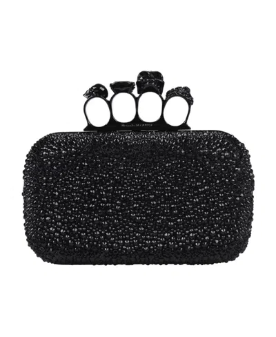 ALEXANDER MCQUEEN ALEXANDER MCQUEEN FOUR RING SKULL DETAILED CLUTCH BAG