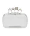 Alexander Mcqueen Four-ring Metallic Leather Clutch Bag In White