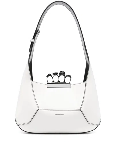 Alexander Mcqueen Four Ring-handle Leather Shoulder Bag In White