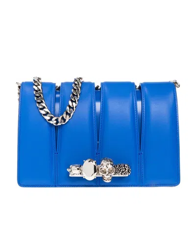 Alexander Mcqueen Four Ring Leather Satchel Bag In Blue