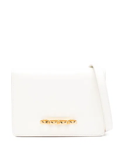 Pre-owned Alexander Mcqueen Four Ring Shoulder Bag In White