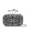 Alexander Mcqueen Skull Four Ring Embellished Clutch In Black