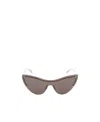 Alexander Mcqueen Silver Cat Eye Shield Sunglasses In Gray